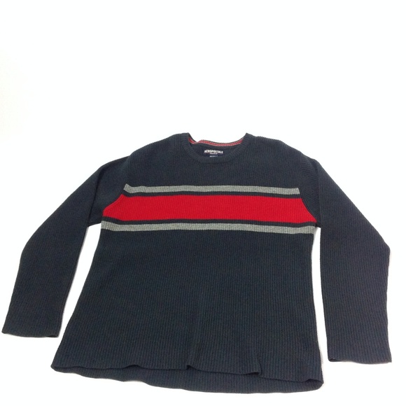 Aeropostale Mens Crew Neck Sweater Red Gray Size L - Picture 1 of 4